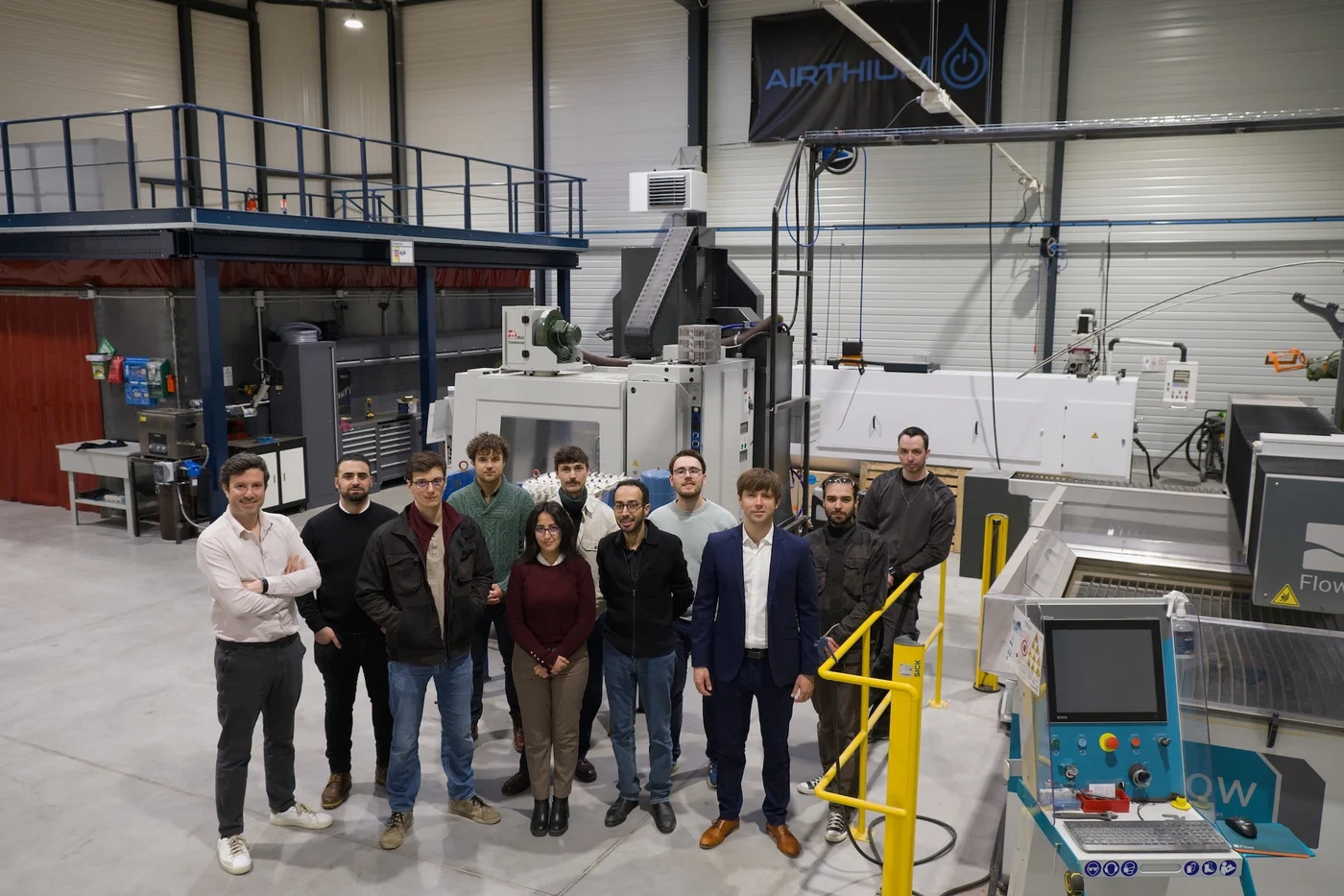 Airthium team in the workshop alongside its in-house prototyping equipment